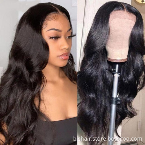 BIS Brazilian Nature Wave Lace Front 4*4 Swiss Lace 100% Human Hair Wig for African American Women's Long Wavy Wig
